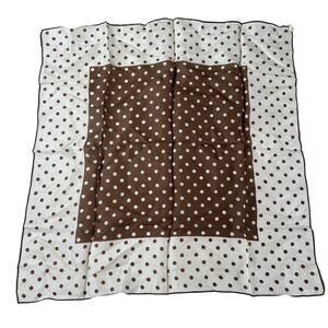 Kerchief Mens One Size Brown Polka Dot 100% Silk Chiffon Square Scarf Italy
